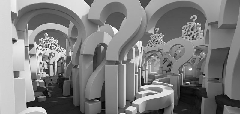 Abstract sculpture of question-mark shapes