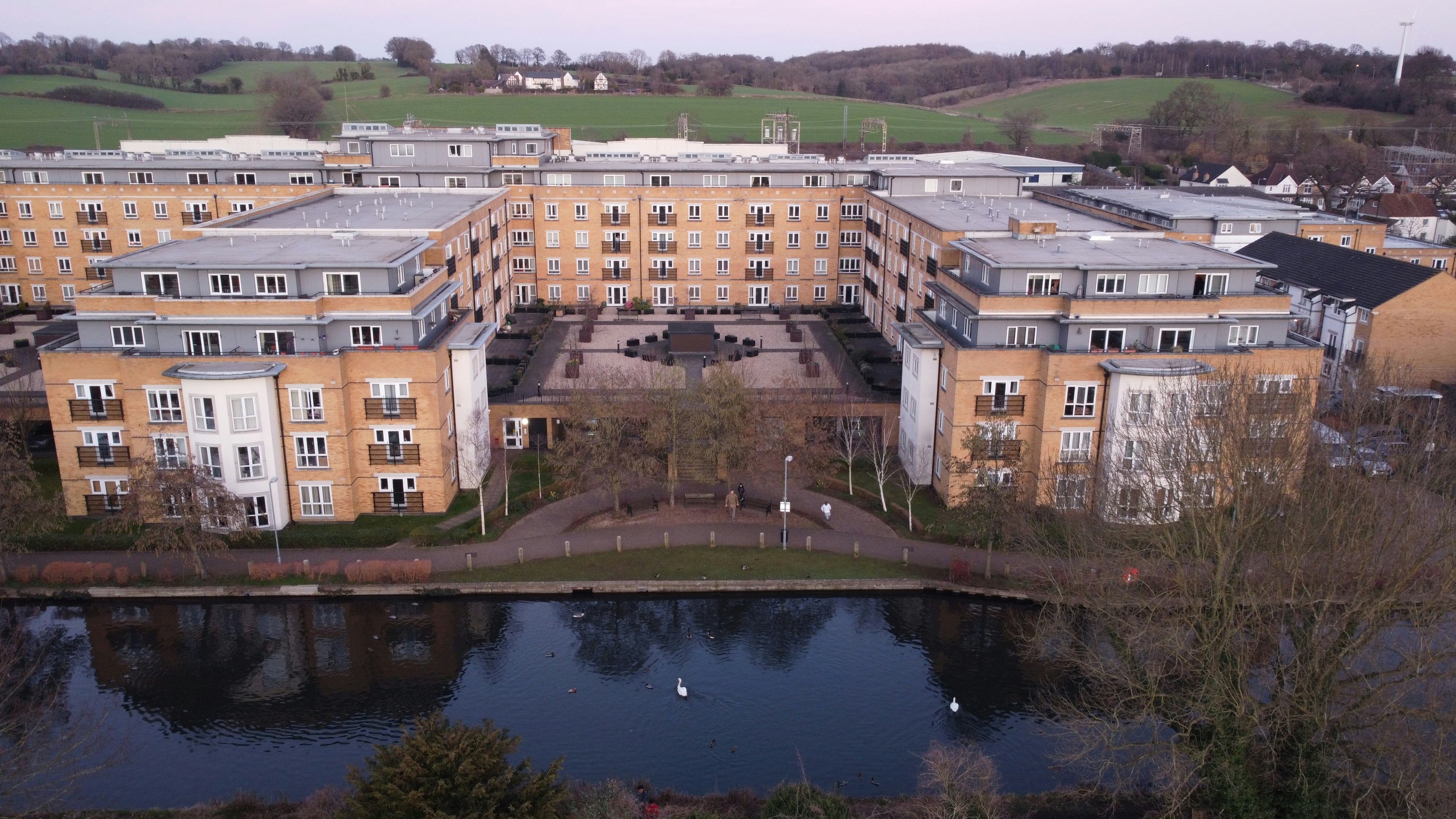 Canalside apartments at Nash Mills Wharf near Kings Langley